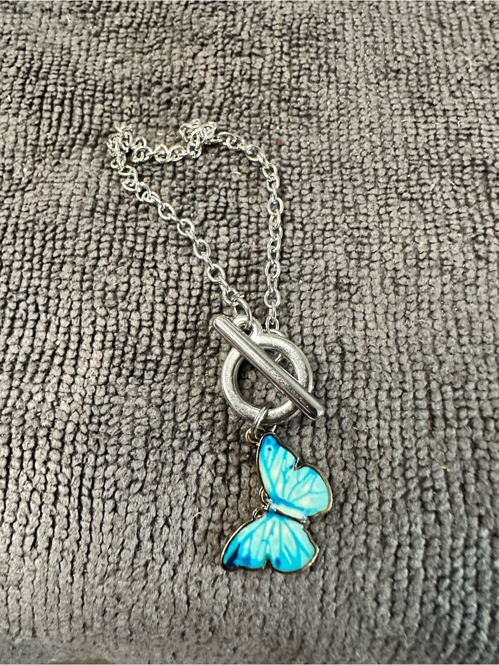 Silver Chain bracelet with Blue Butterfly Charm